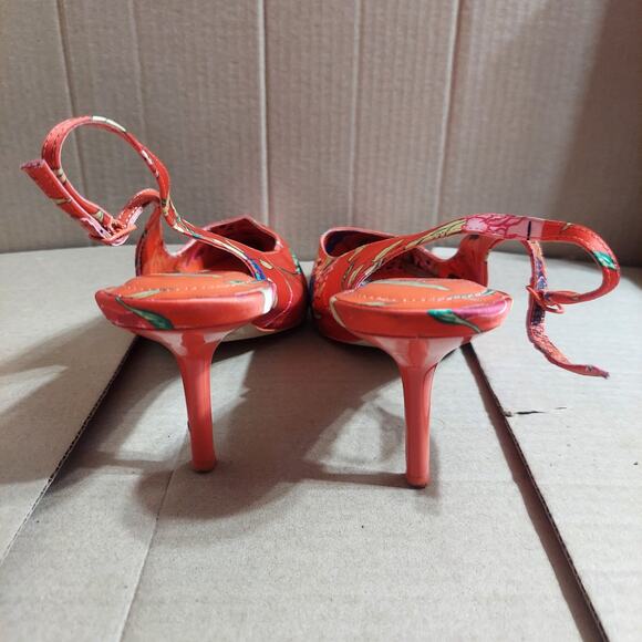 ALDO Women's US 10 Red Floral Print Slingback Stiletto Heels - Picture 4 of 9